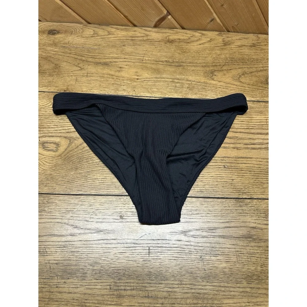 NWT‎ Andie Black Banded Cheeky Rib Swimsuit Bottoms Swimwear | Women's L